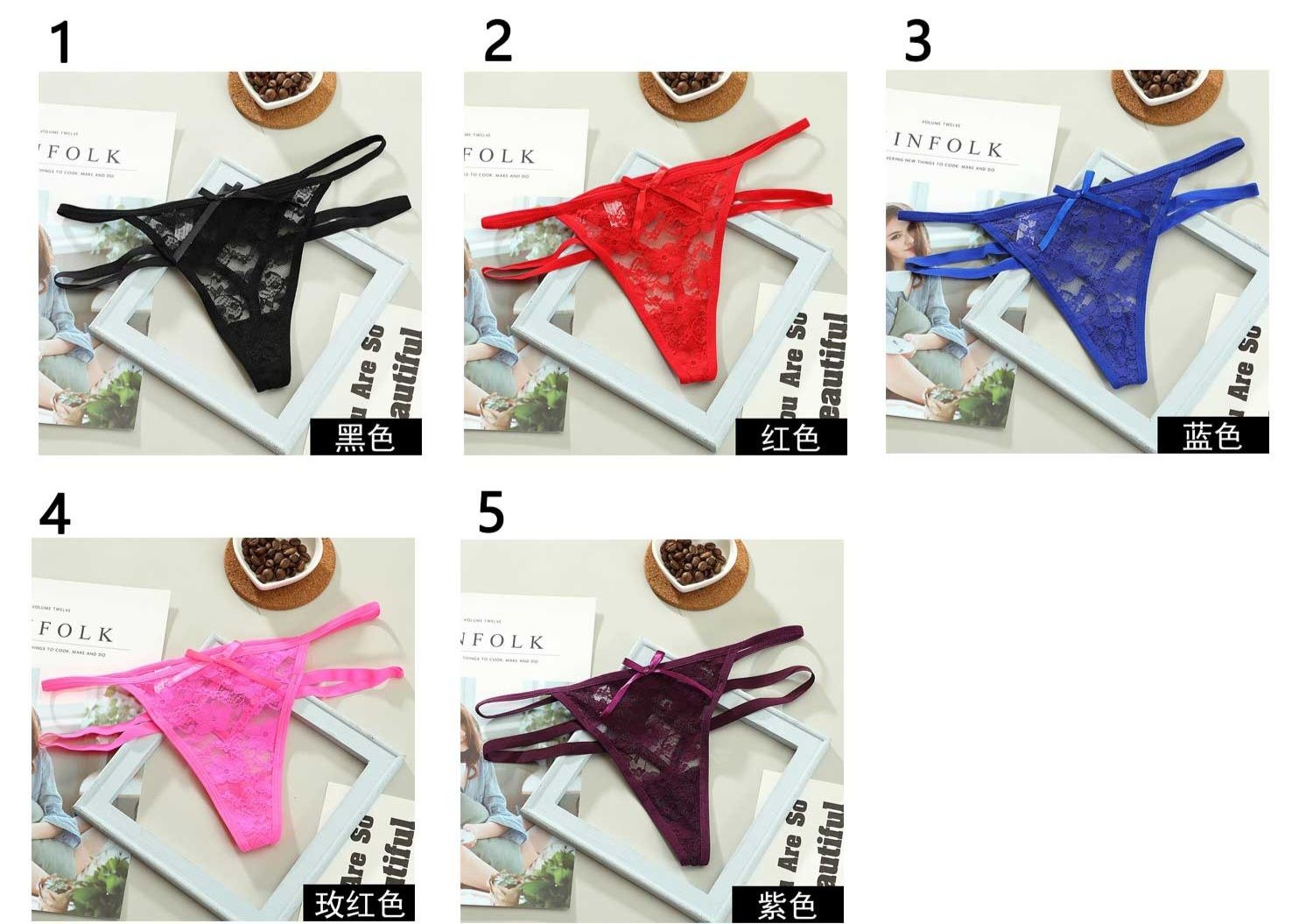 L - Lace Sexy Low Waist Thong Underwear _0