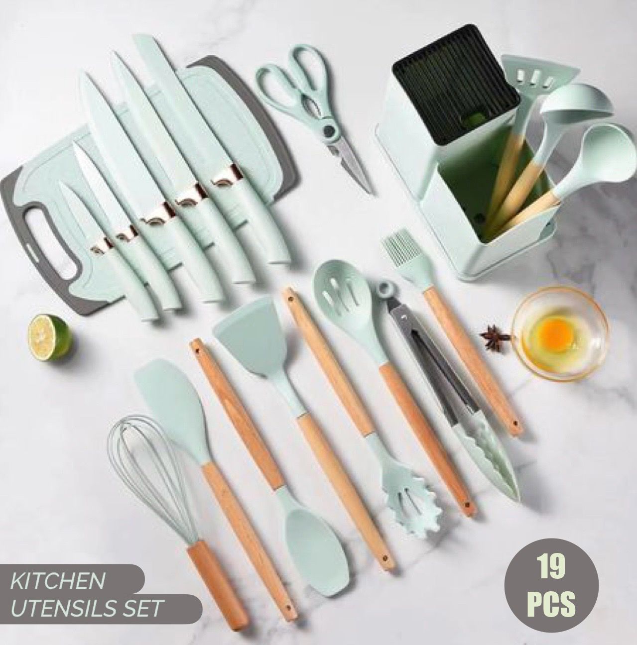 19 Piece Silicone Kitchen Utensil Set_1