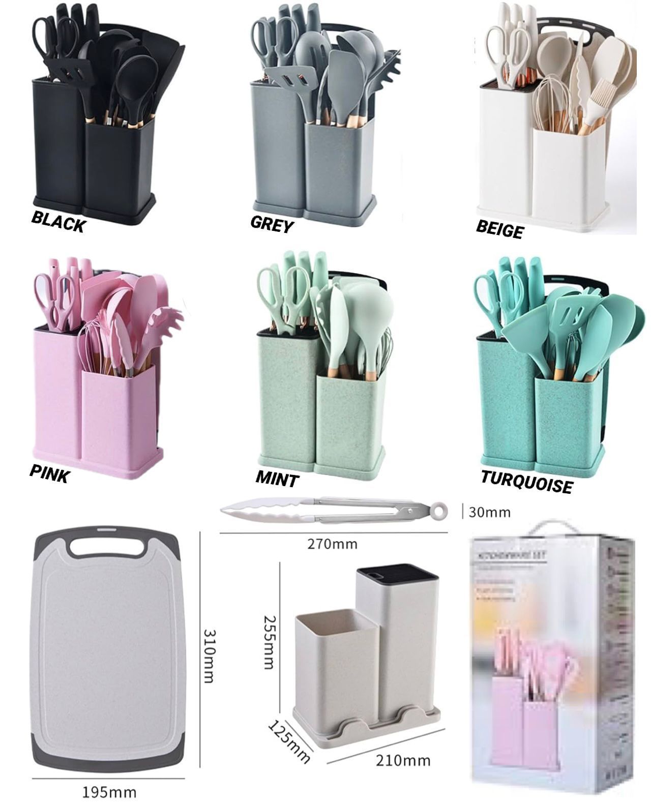 19 Piece Silicone Kitchen Utensil Set_2