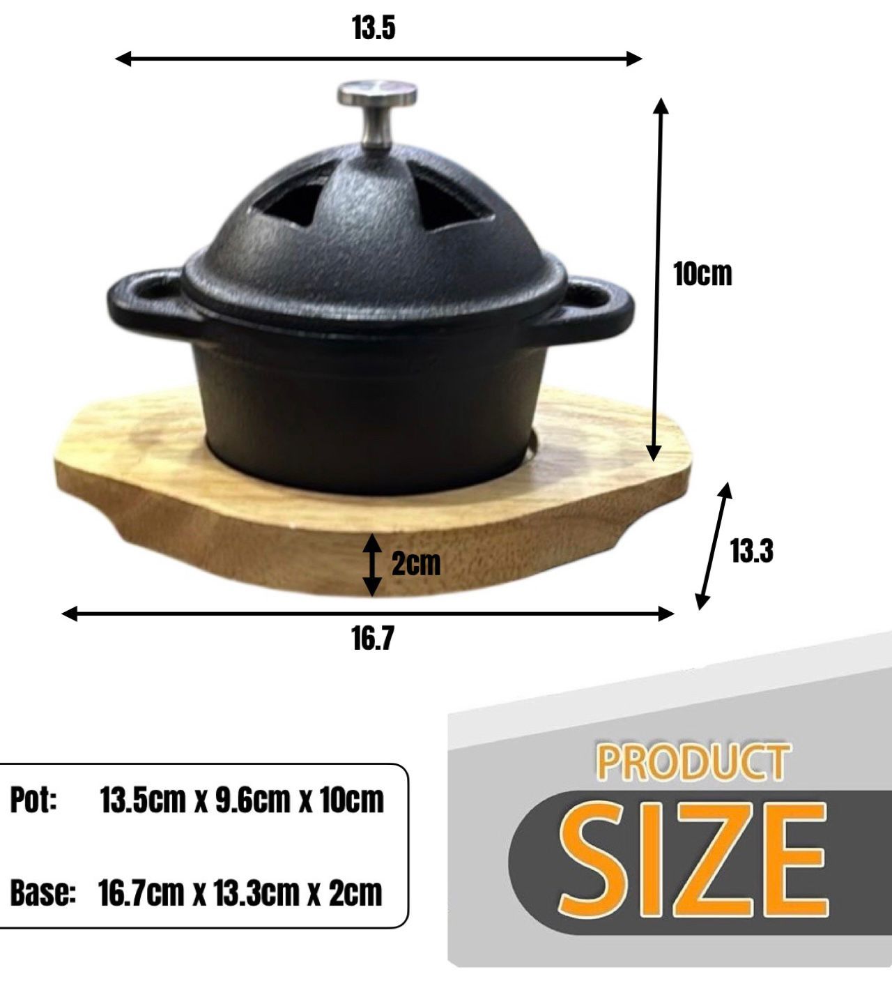 Integral Die-Casting Cast-Iron Sizzler Pot With Thick Wooden Base_5