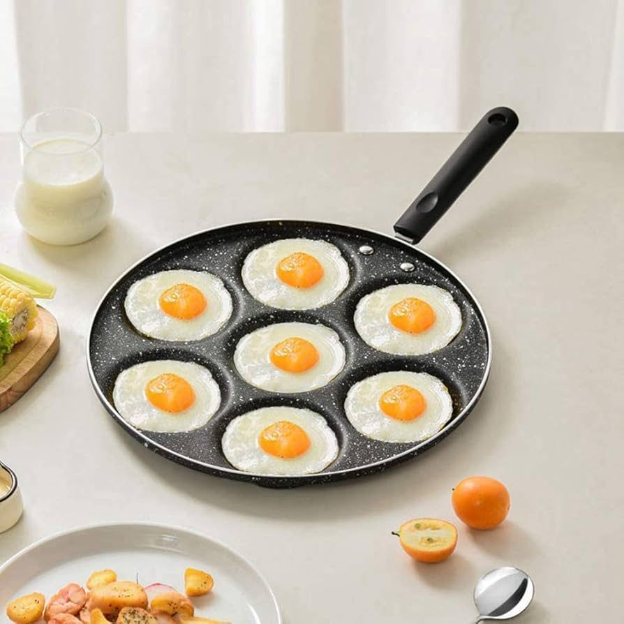 Convenient & Efficient 7 Round Hole Frying Pan_0