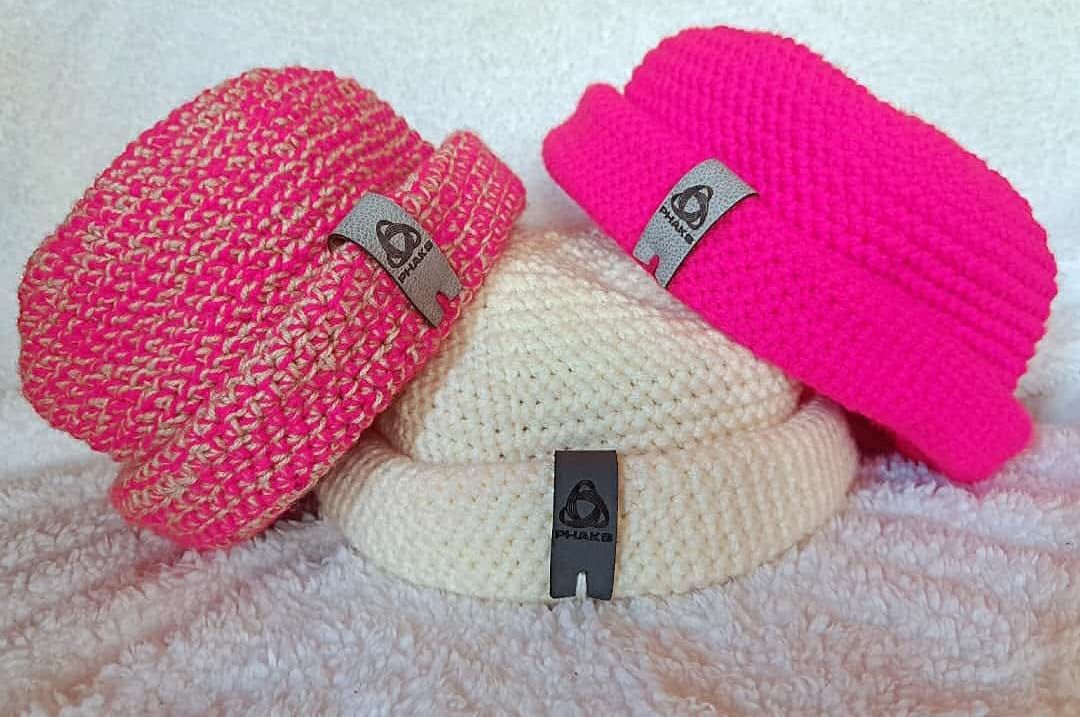 Pink Crochet  docker beanies By PHAKS_0