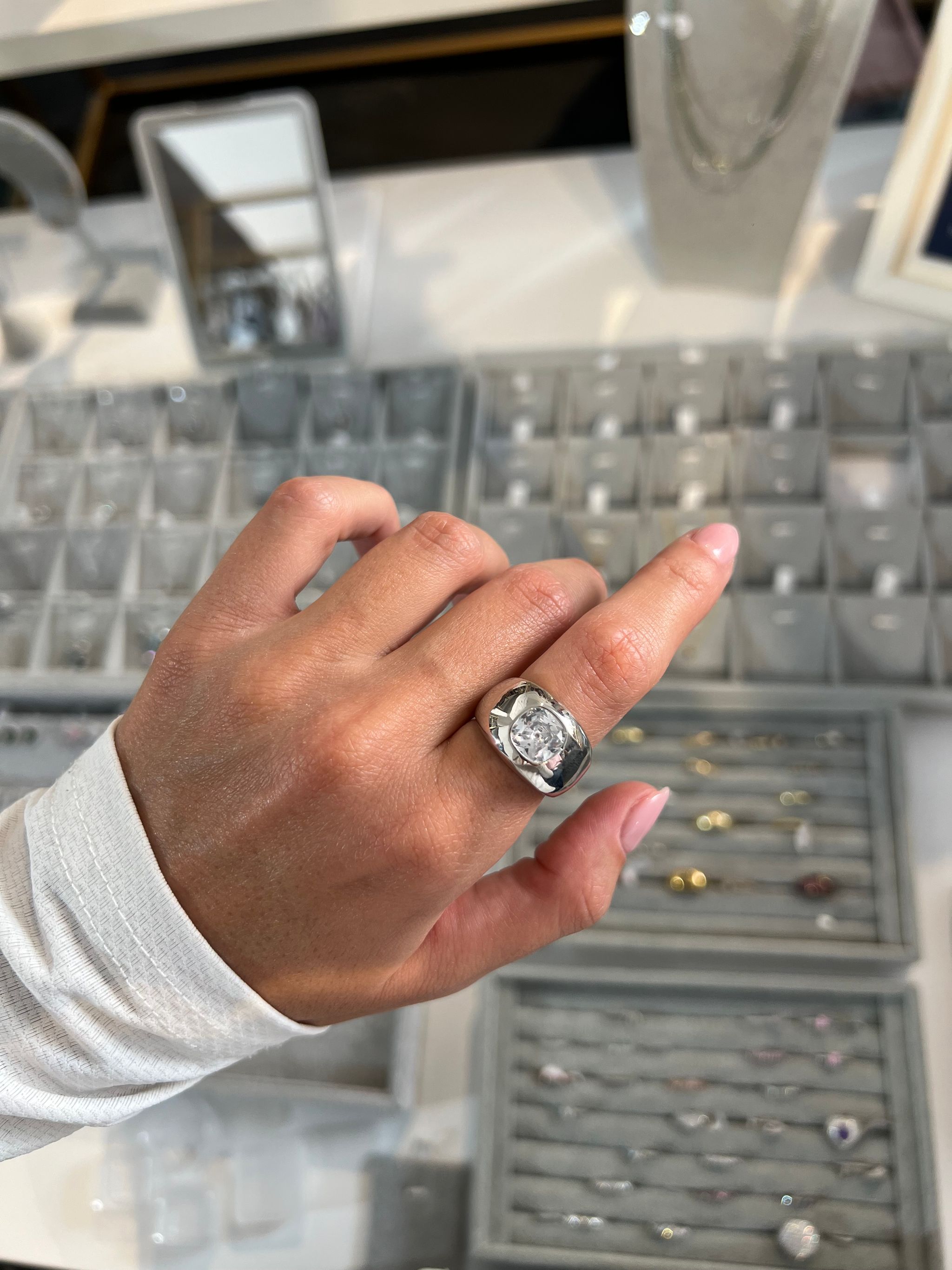 Silver rectangle chunky ring_1