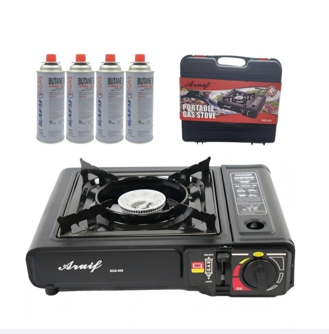 Portable Gas Stove with 4 Refill Canister Set_0
