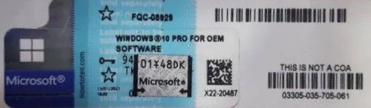 1 licence MS Windows 10 pro avec étiquette_0