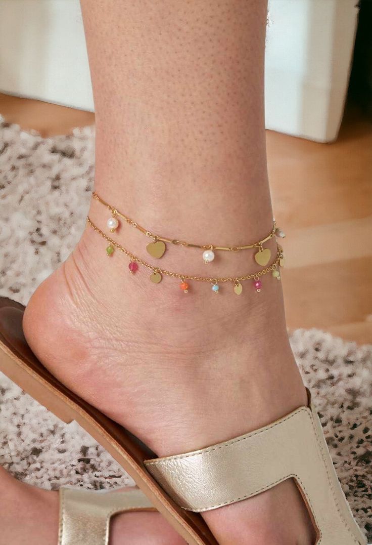 Chaînes de cheville de Style bohème pour femmes, accessoires de pied à trois couches avec perles de riz, coquillages et étoile de mer_8