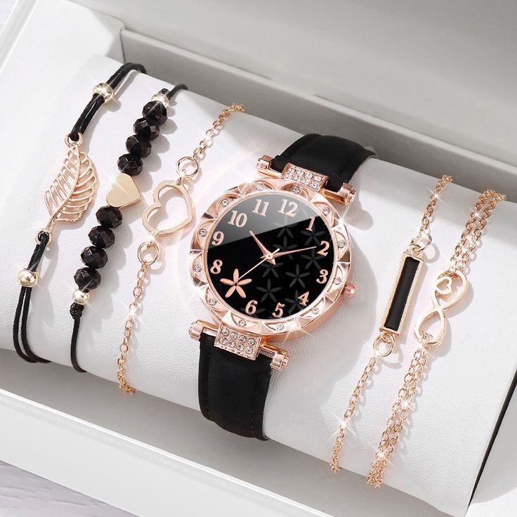 Ensemble de 3 montres à Quartz pour femmes, Bracelet-montre de luxe avec boucle magnétique, motif floral avec strass, pièces mode 2020_8