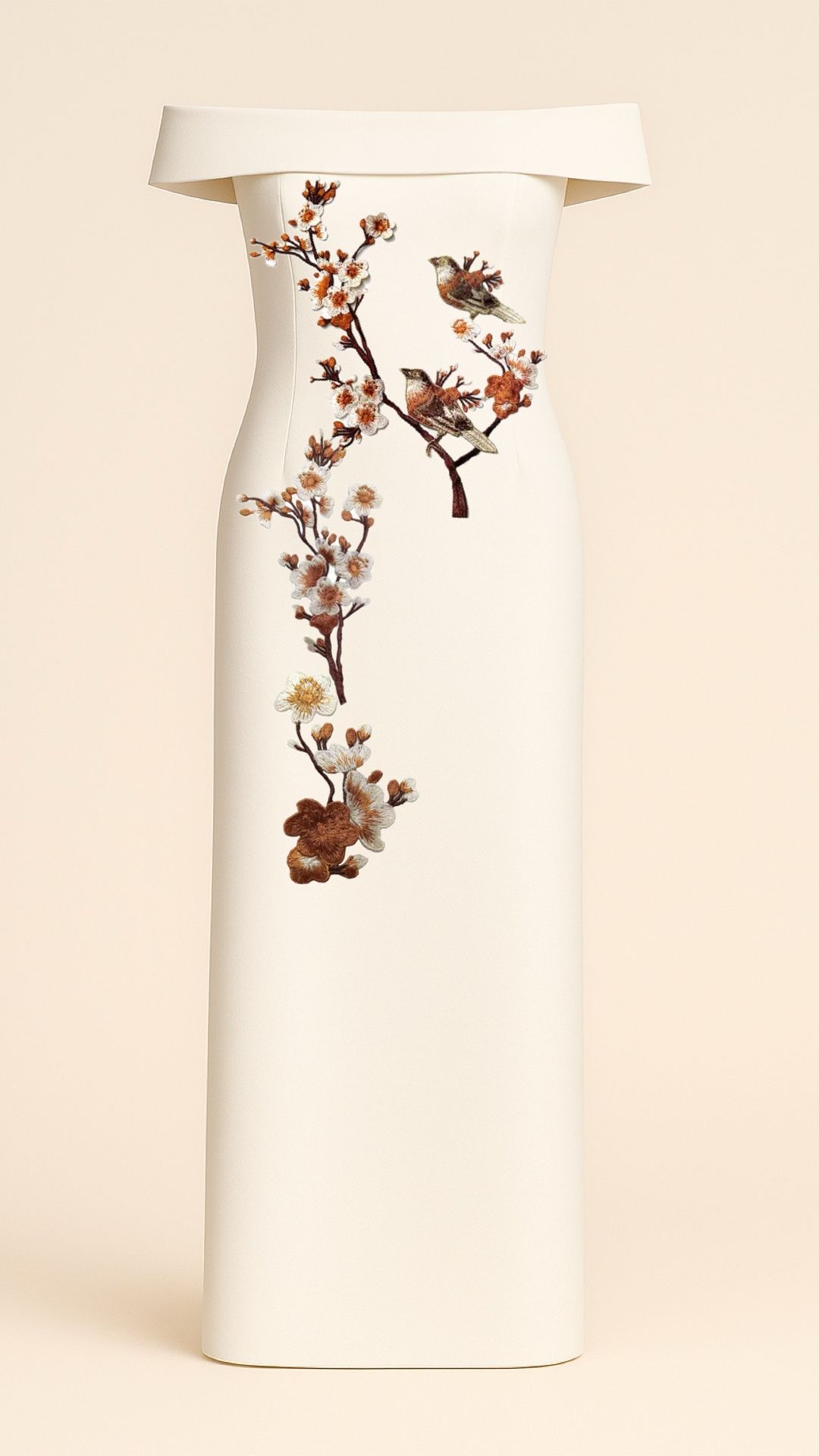 Plum Blossoms Maxi Dress in Off-White_6