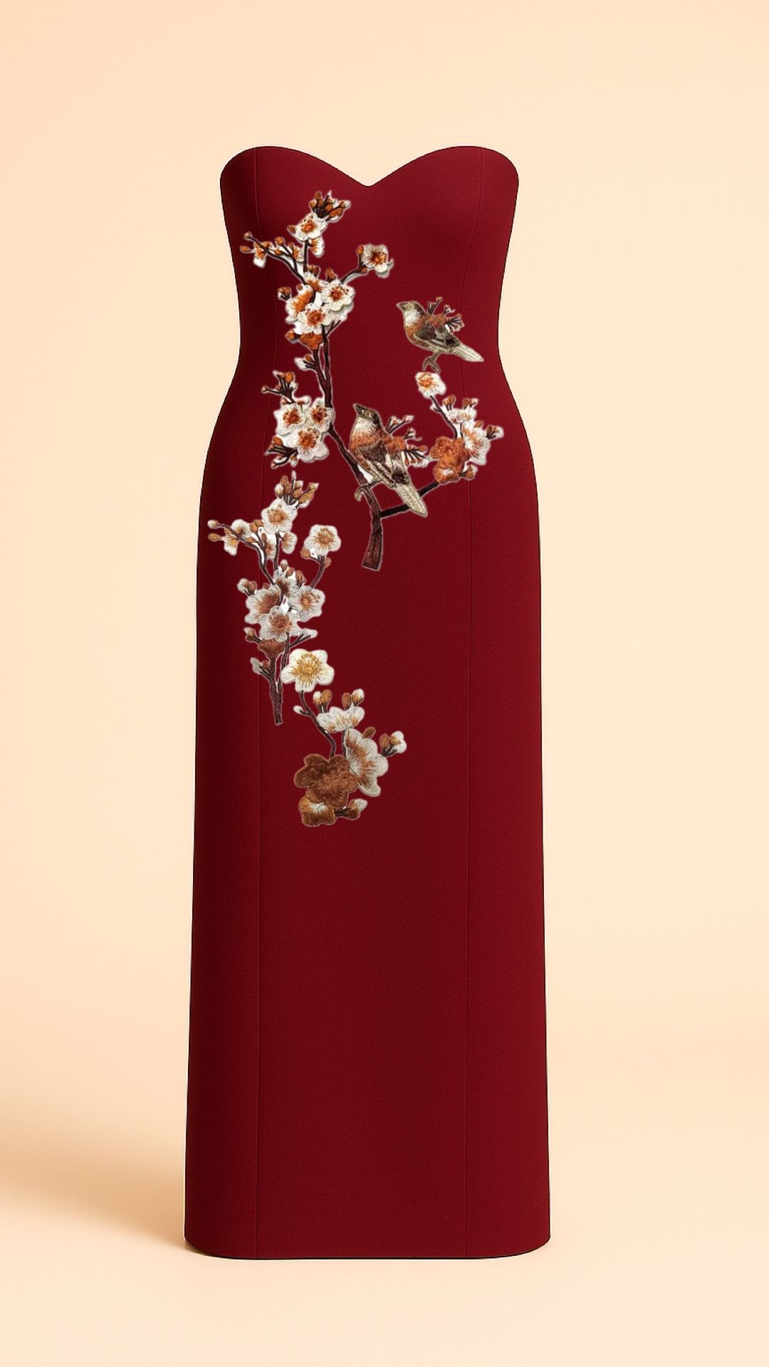 Plum Blossom Maxi Dress in Burgundy _7
