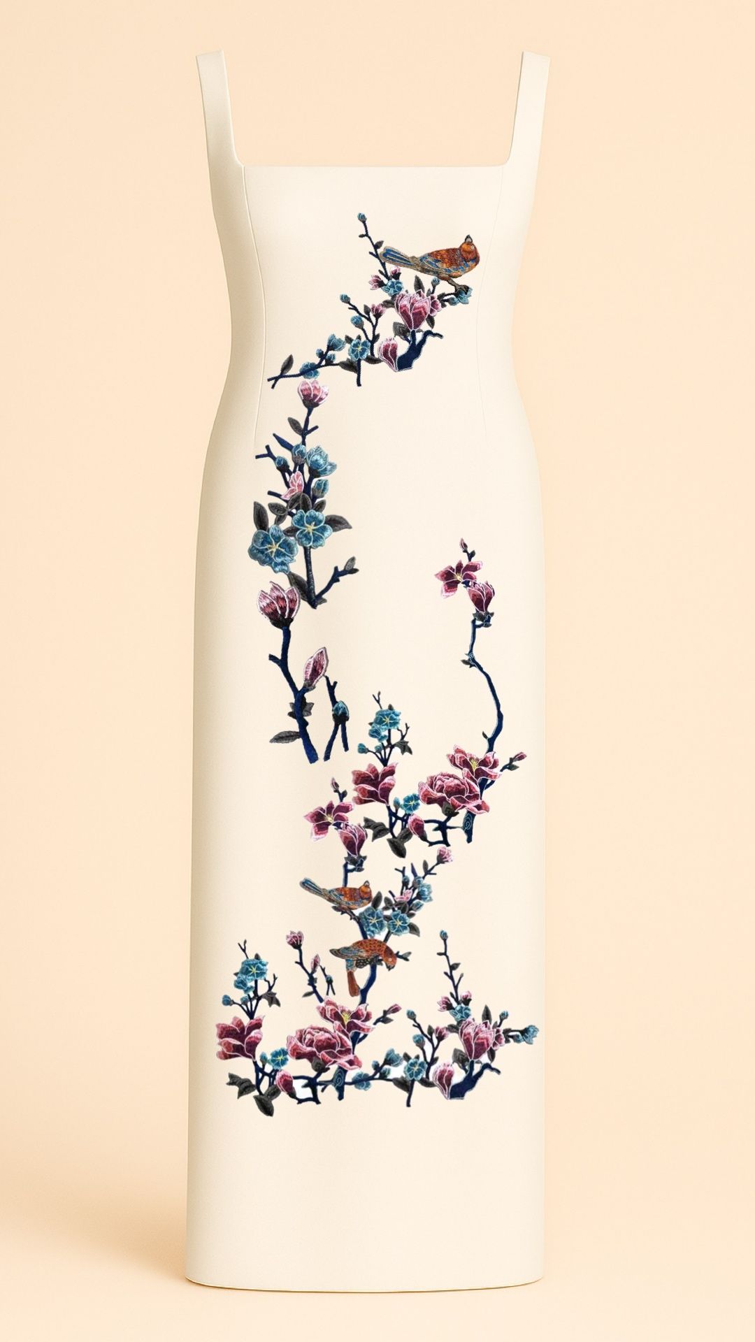 Blue Blossoms and Magnolias Maxi Dress in Ivory_7