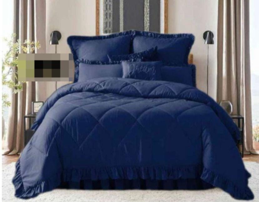 5 Piece Plain Frilled Comforter_2