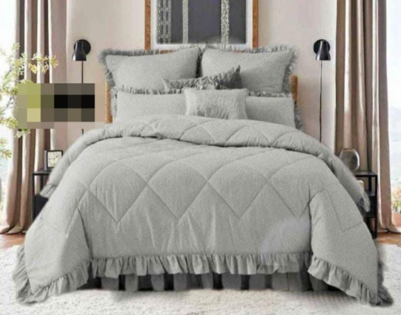 5 Piece Plain Frilled Comforter_3
