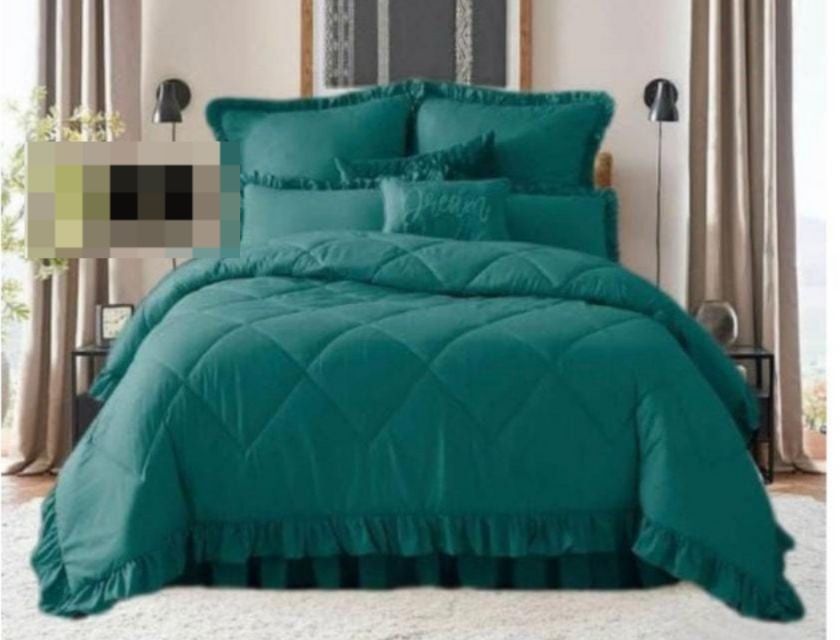 5 Piece Plain Frilled Comforter_4