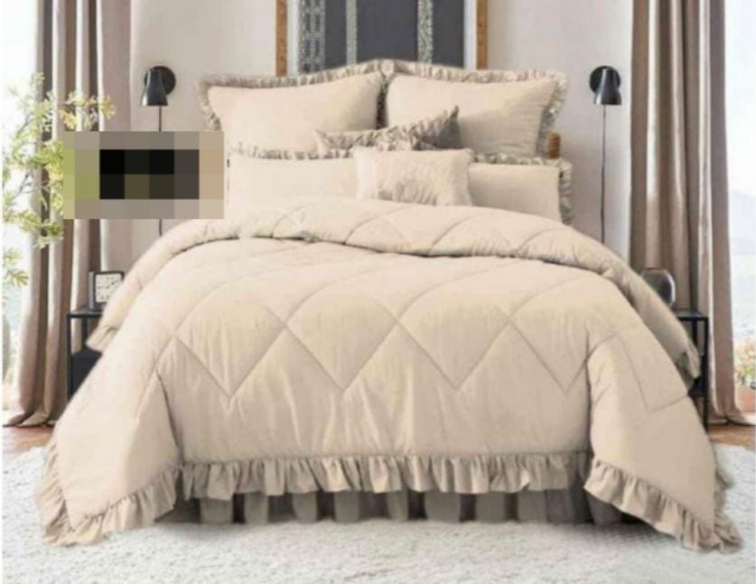 5 Piece Plain Frilled Comforter_5