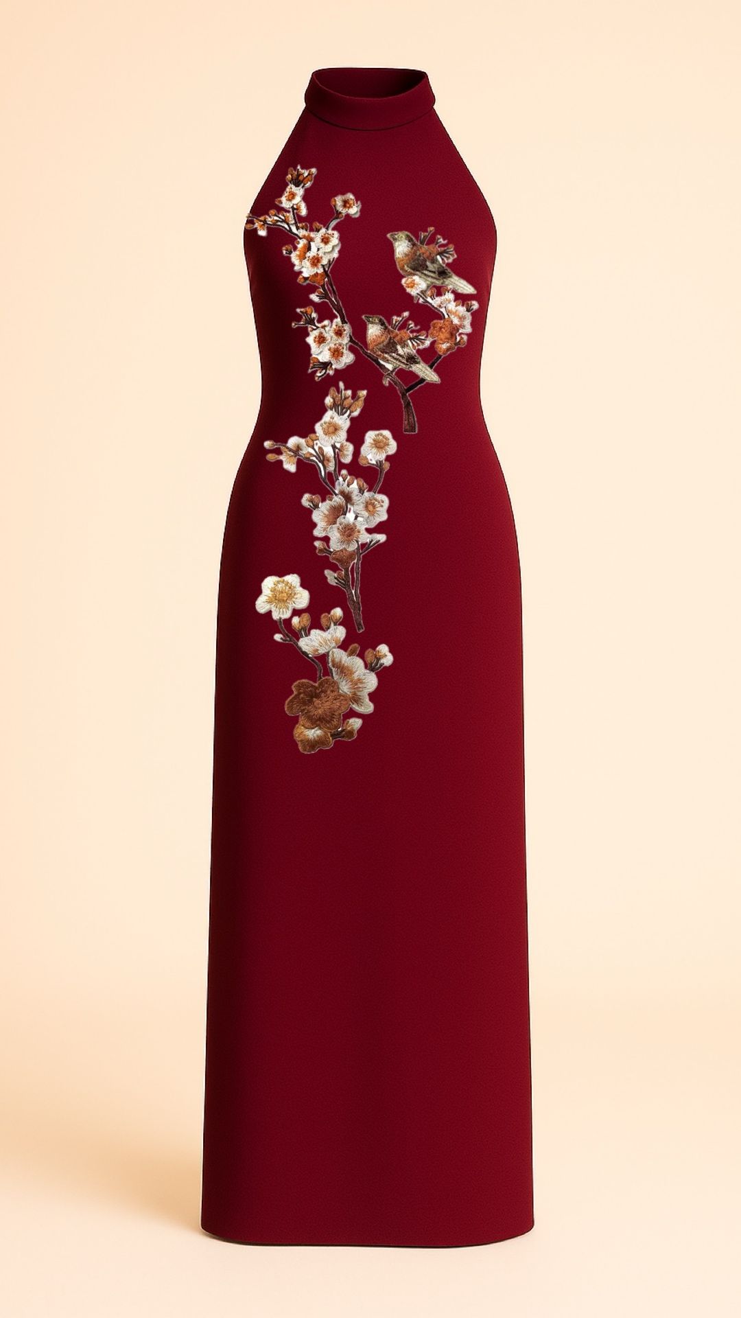 Plum Blossom Maxi Dress in Burgundy _10