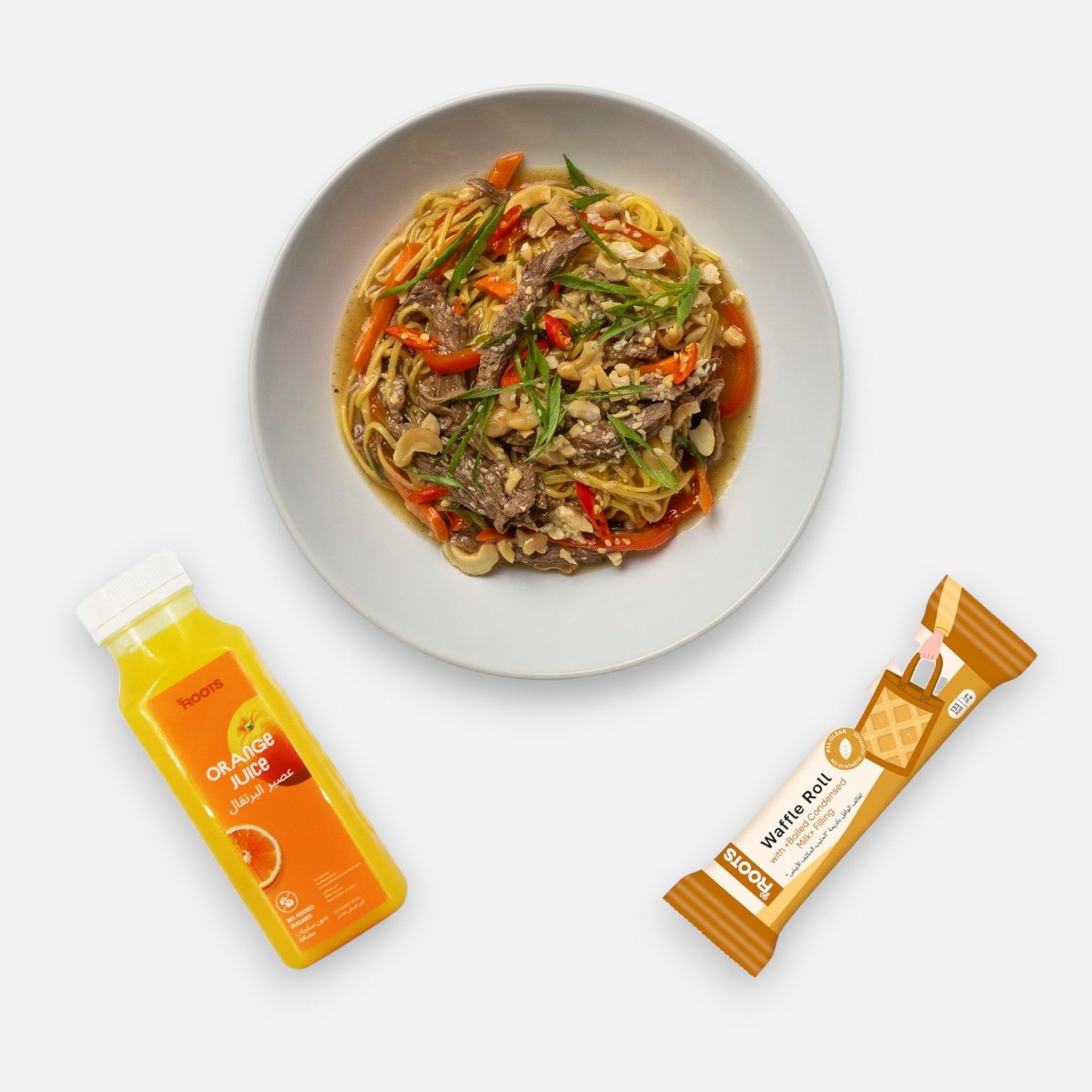 Combo Meal "Beef Stir Fry Noodles 643g + Drink + Dessert"_0
