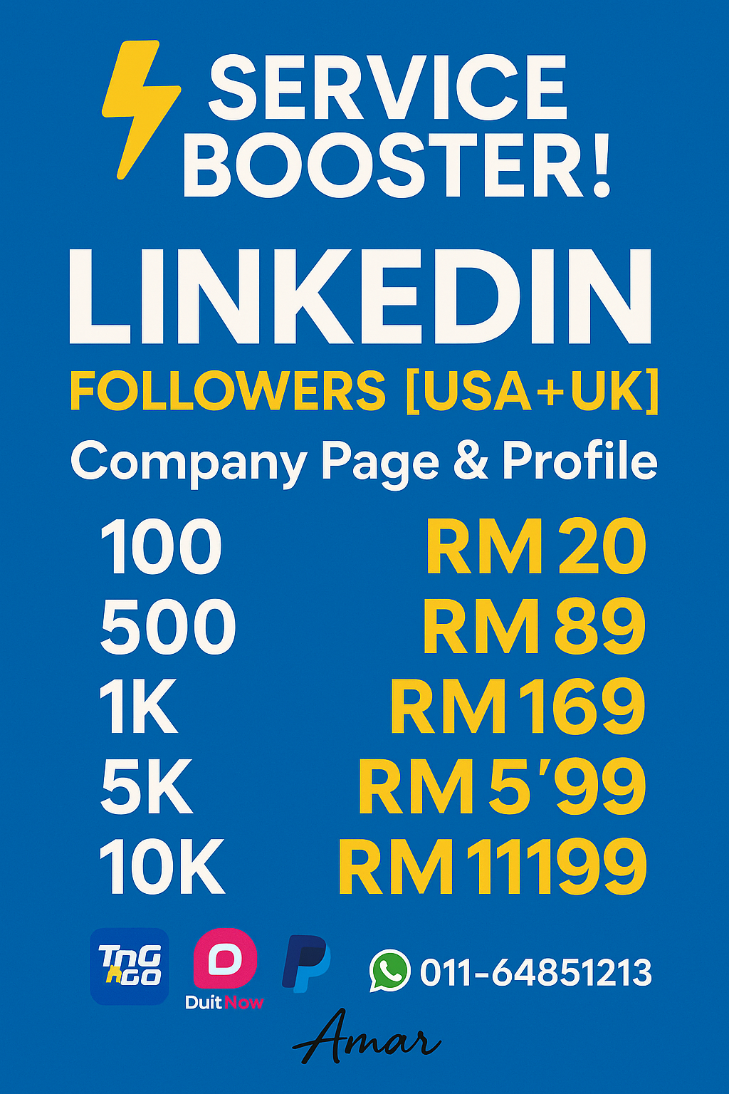 ⚡SERVICE BOOSTER ⚡LINKEDIN FOLLOWERS [USA+UK] Company Page & Profile_0