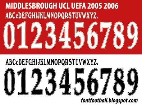 Font Vector Middlesbrough UCL 2005 2006 kit_0