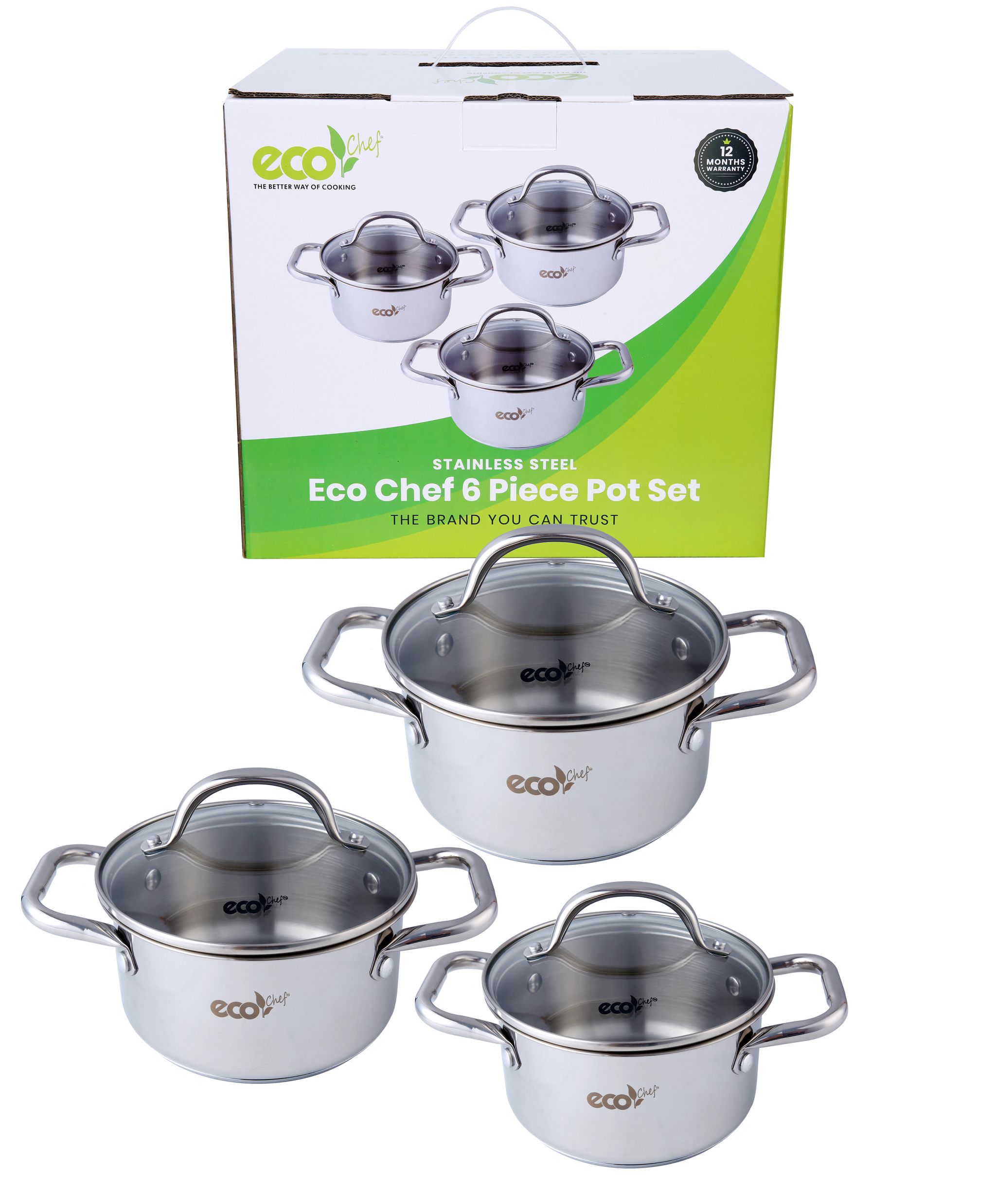 6 Pce Stainless Steel Cookware Set_0