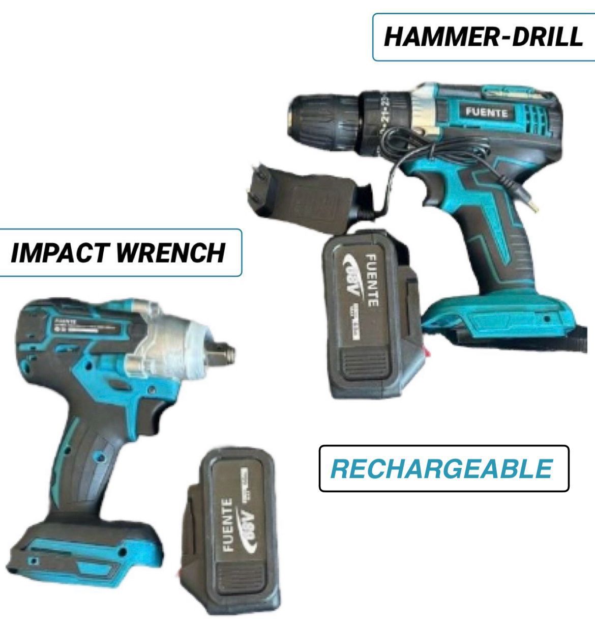 Cordless Hammer-Drill Impact Wrench 2Pcs Power Pack_0