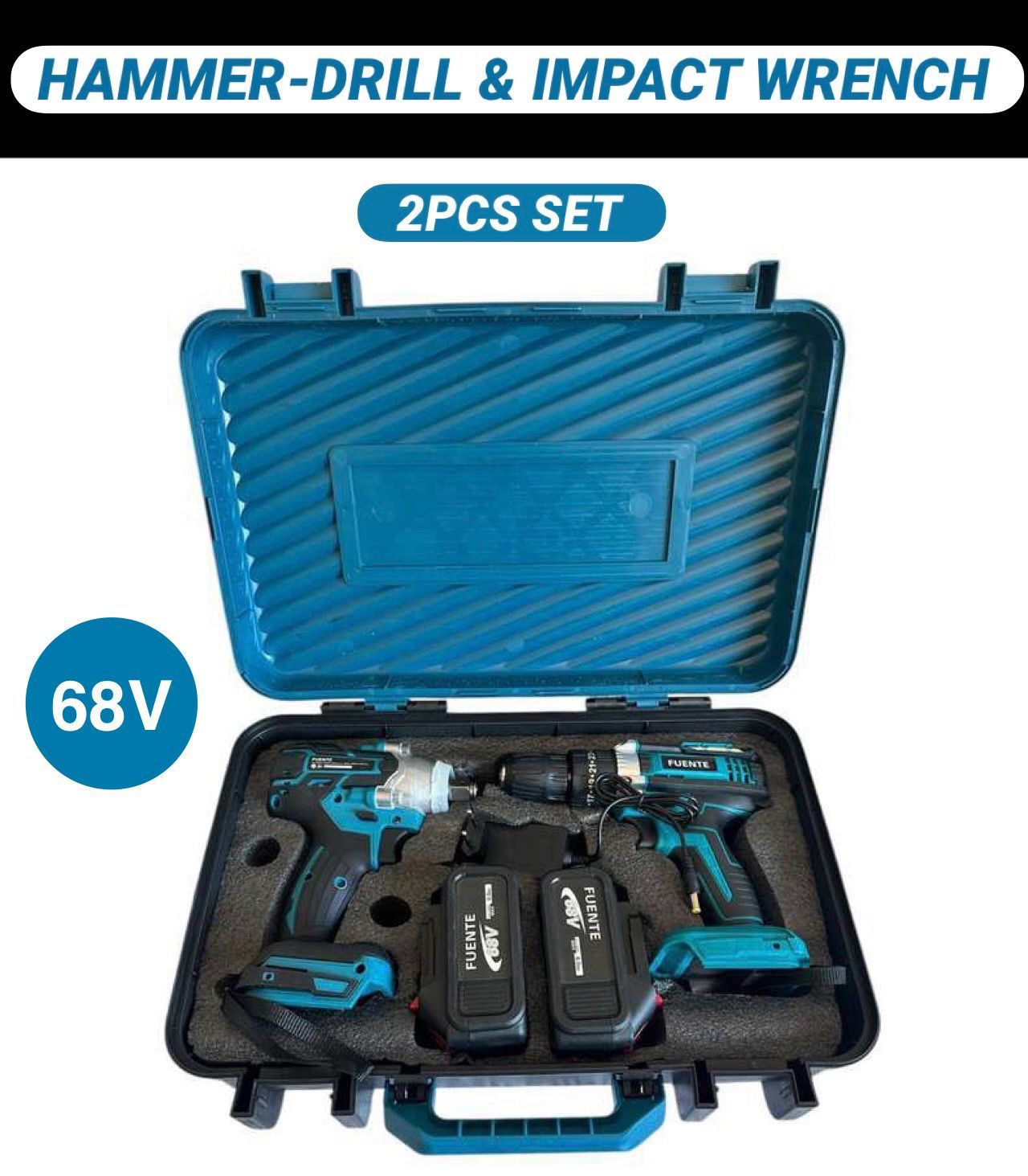 Cordless Hammer-Drill Impact Wrench 2Pcs Power Pack_1