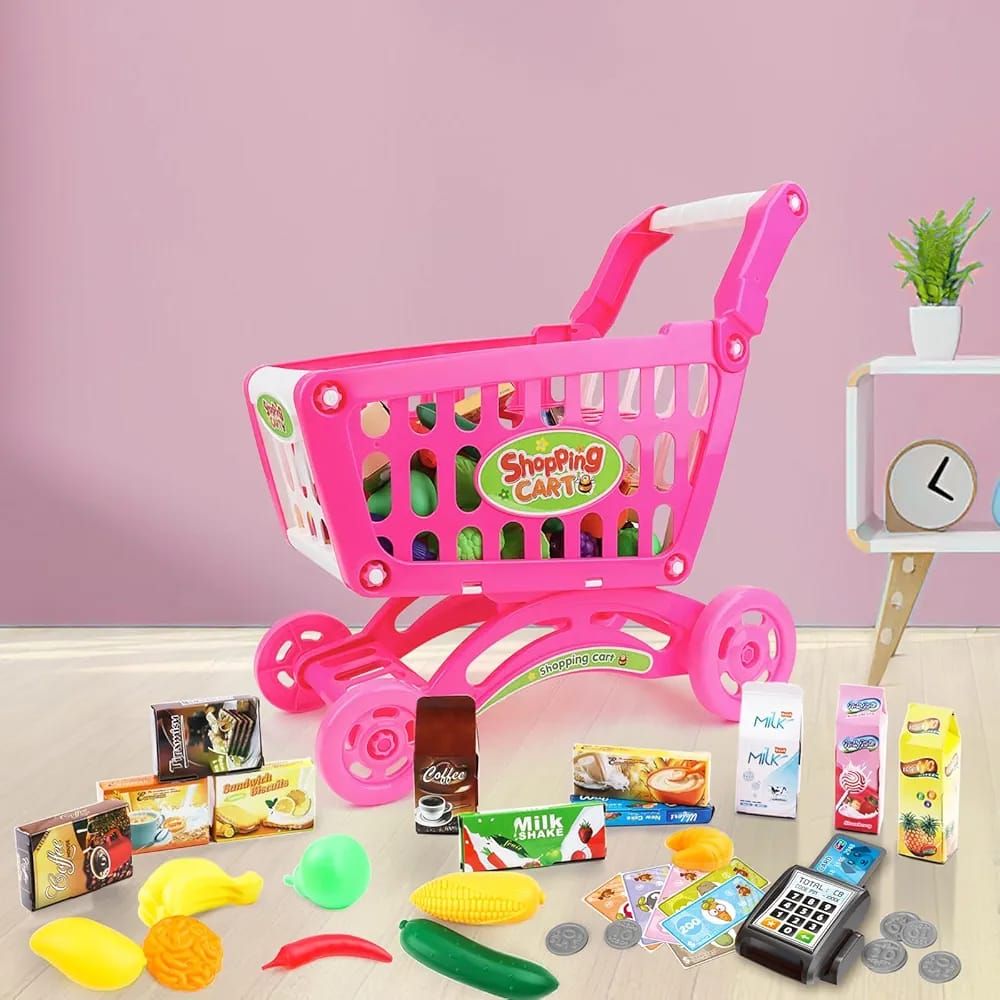 Kiddies Shopping Cart with Accessories Play Set_1