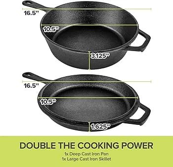 2 Piece Cast Iron Pan Set 3 in 1_6