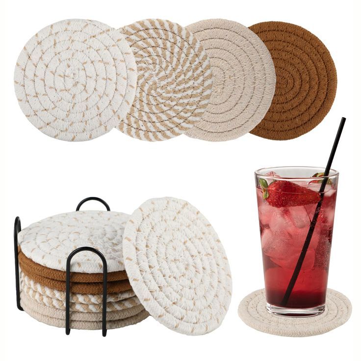 Dessous de verre rond et carré en bois de noyer massif, tapis de tasse en bois de hêtre vierge, Durable, résistant à la chaleur, pour thé et café, napperons, 6 pièces/ensemble_22