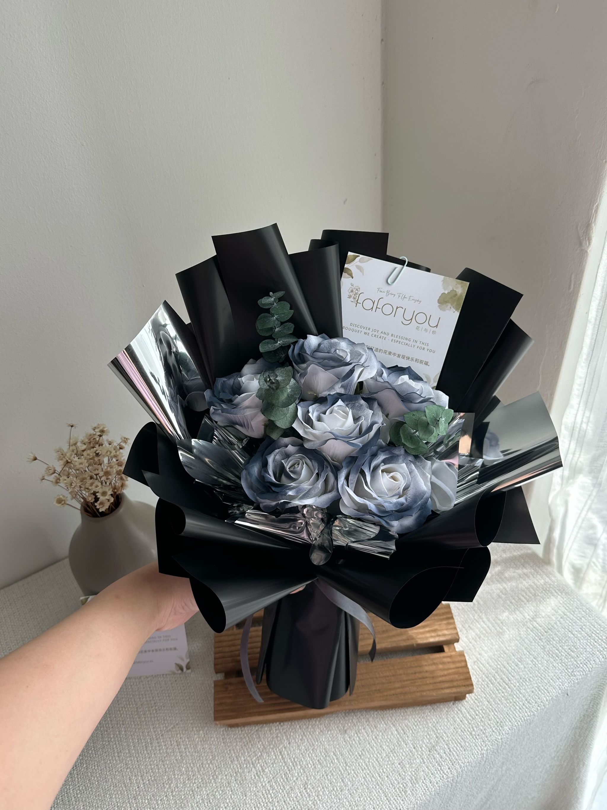 6 Stalk Soap Rose Eucalyptus Bouquet     _1