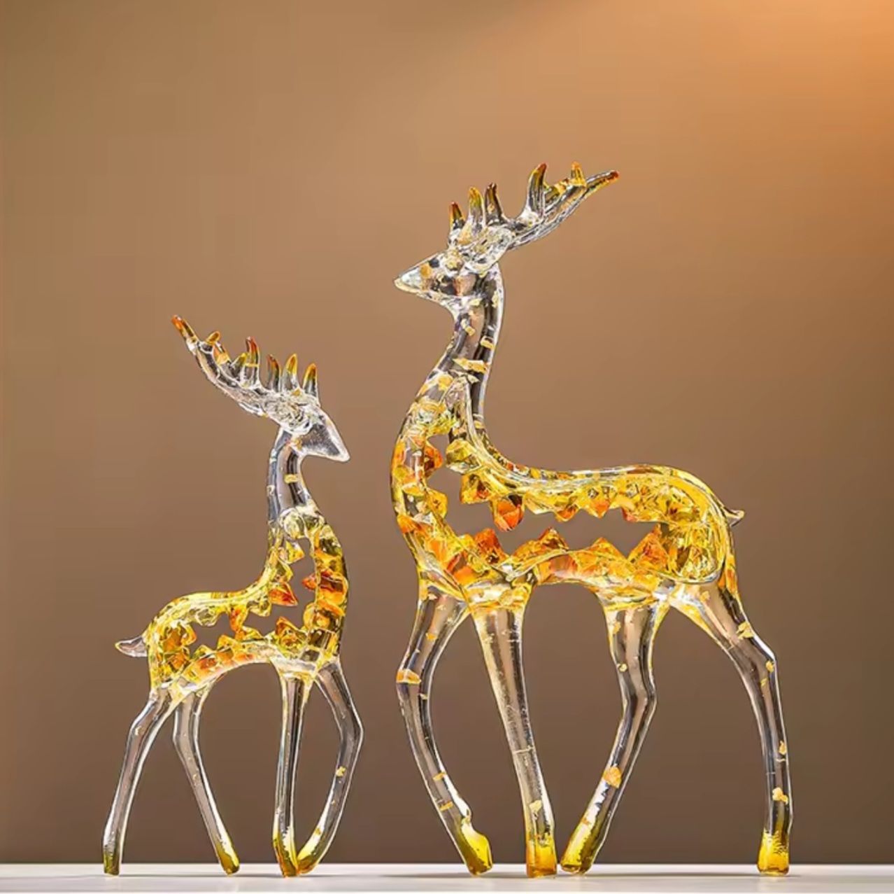 Pajangan Patung Rusa Kristal Mewah Sepasang Dekorasi Rumah Kantor Lemari Meja Foyer Ruang Tamu TV Hadiah Dekorasi yang Dapat Disesuaikan _3