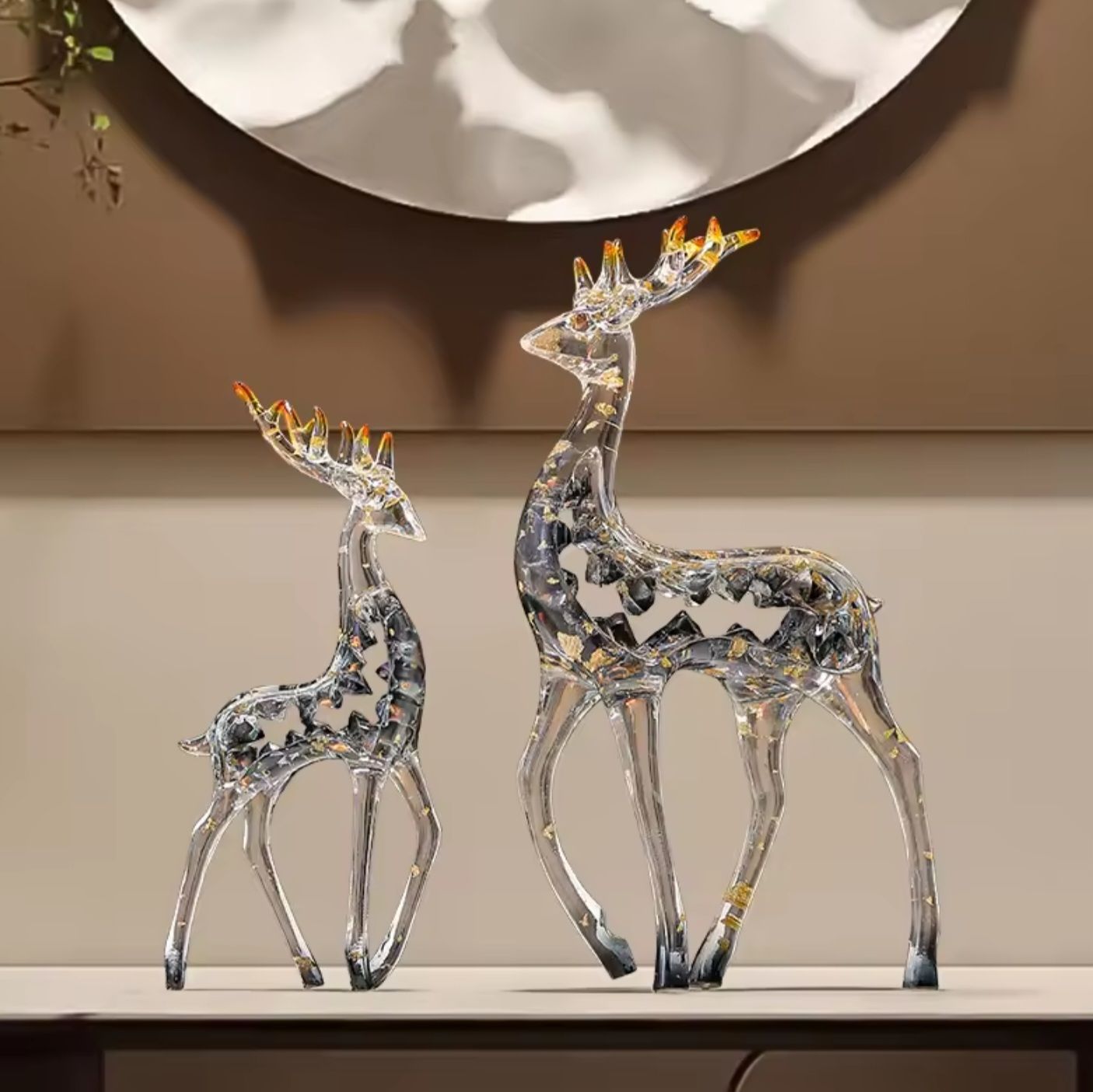 Pajangan Patung Rusa Kristal Mewah Sepasang Dekorasi Rumah Kantor Lemari Meja Foyer Ruang Tamu TV Hadiah Dekorasi yang Dapat Disesuaikan _2