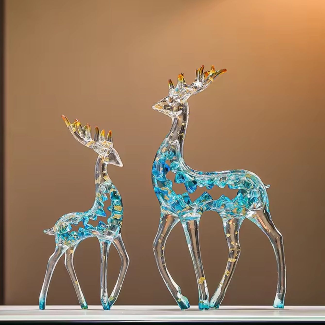 Pajangan Patung Rusa Kristal Mewah Sepasang Dekorasi Rumah Kantor Lemari Meja Foyer Ruang Tamu TV Hadiah Dekorasi yang Dapat Disesuaikan _4