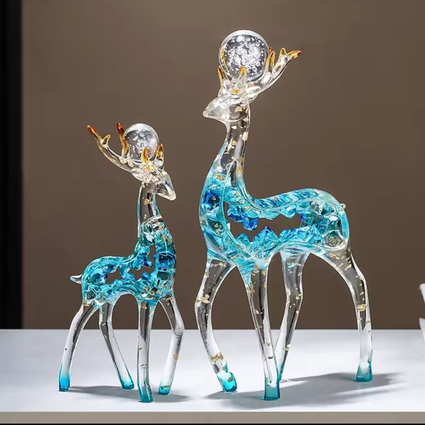 Pajangan Patung Rusa Kristal Mewah Sepasang Dekorasi Rumah Kantor Lemari Meja Foyer Ruang Tamu TV Hadiah Dekorasi yang Dapat Disesuaikan _7