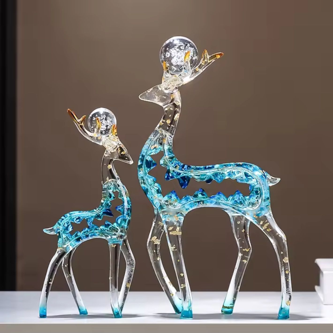 Pajangan Patung Rusa Kristal Mewah Sepasang Dekorasi Rumah Kantor Lemari Meja Foyer Ruang Tamu TV Hadiah Dekorasi yang Dapat Disesuaikan _5