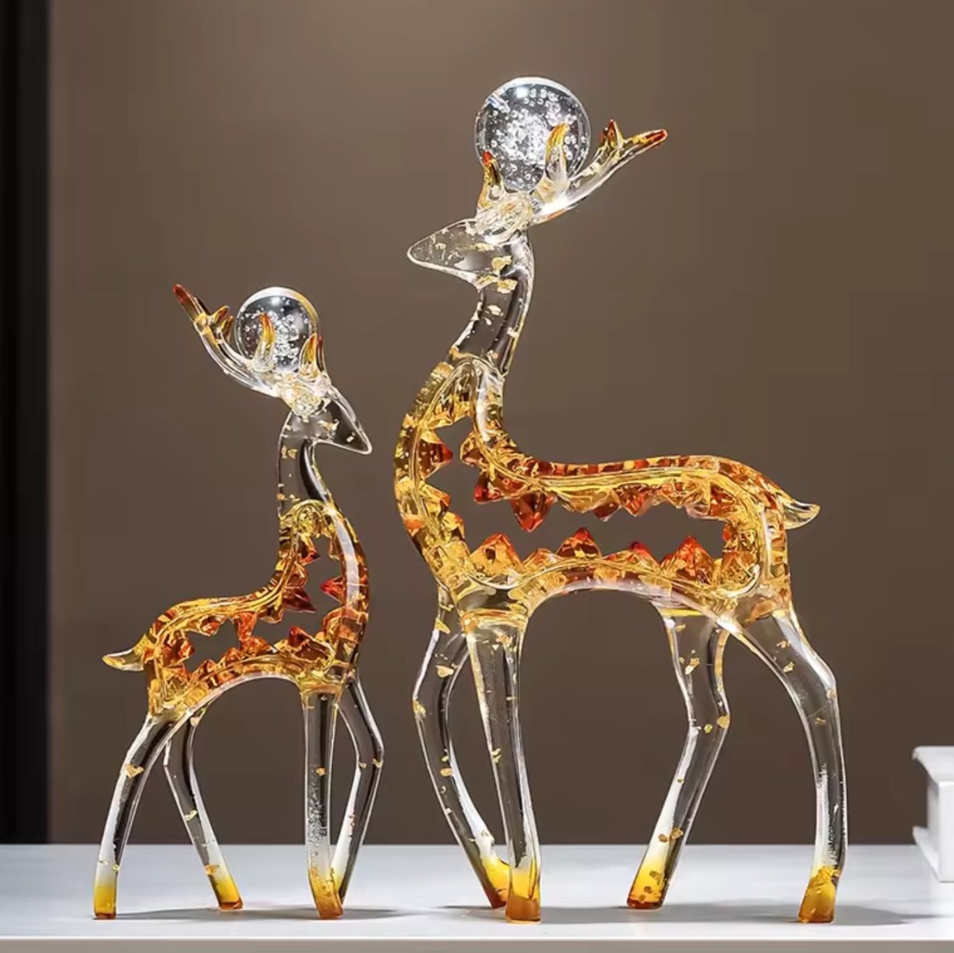 Pajangan Patung Rusa Kristal Mewah Sepasang Dekorasi Rumah Kantor Lemari Meja Foyer Ruang Tamu TV Hadiah Dekorasi yang Dapat Disesuaikan _8
