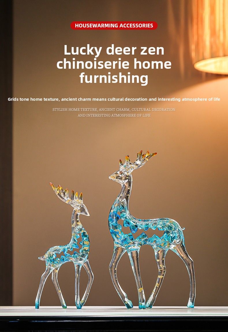 Pajangan Patung Rusa Kristal Mewah Sepasang Dekorasi Rumah Kantor Lemari Meja Foyer Ruang Tamu TV Hadiah Dekorasi yang Dapat Disesuaikan _11