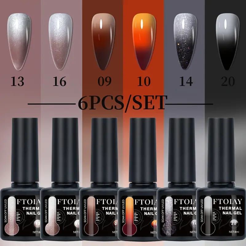 6 Piece Thermal Gradient Gel Nail Polish Set _1