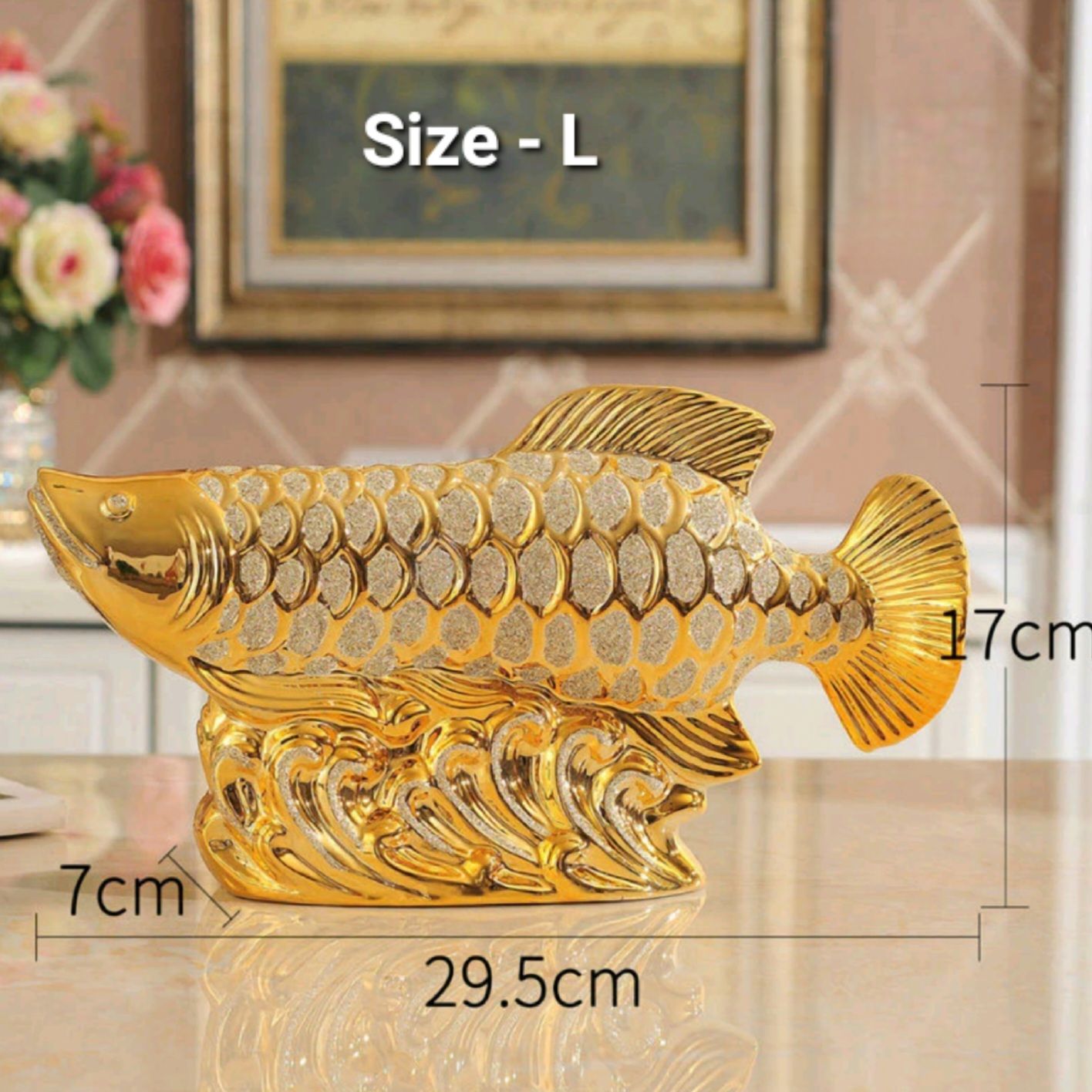 Patung Pajangan Ikan Arwana Hoki Keberuntungan Dekorasi Rak Lemari Lucky Fish Golden Pembawa Fengshui Dekorasi Ruangan Meja Kreatif Keramik_22