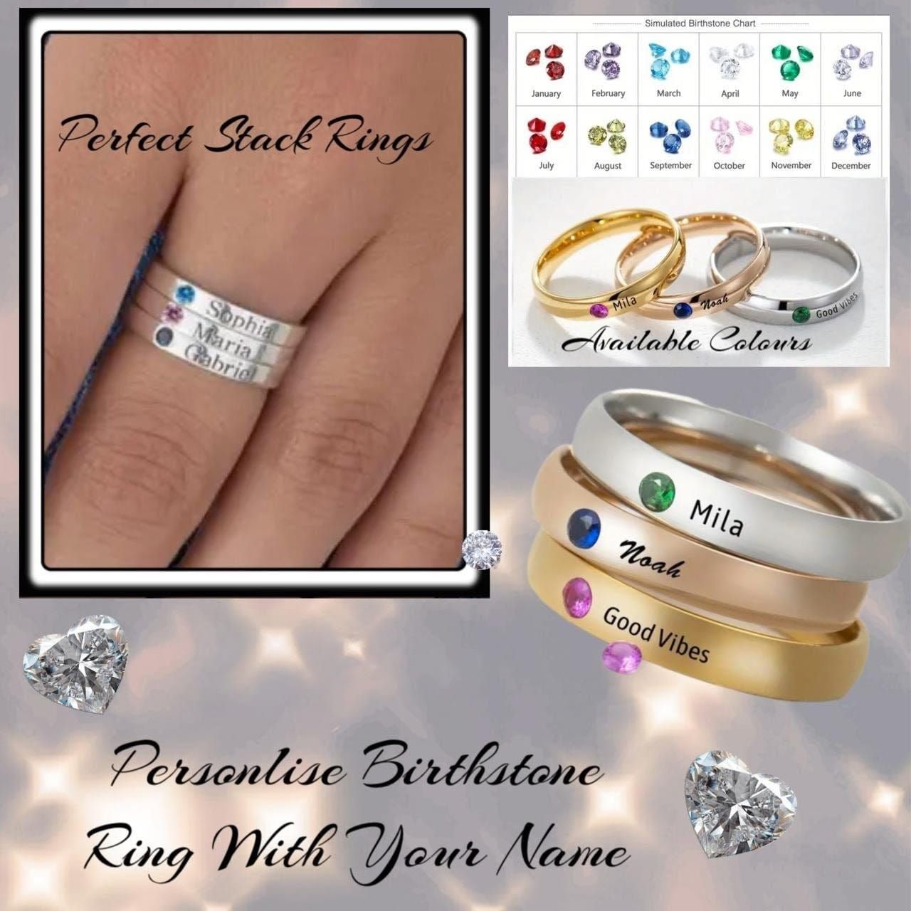 Stainless Steel Personlise Birthstone Rings_0