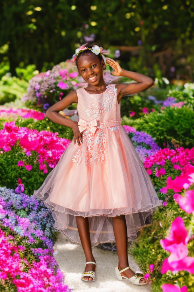 Girls Beaded & Sequined Party Dress with Bow - Red_1