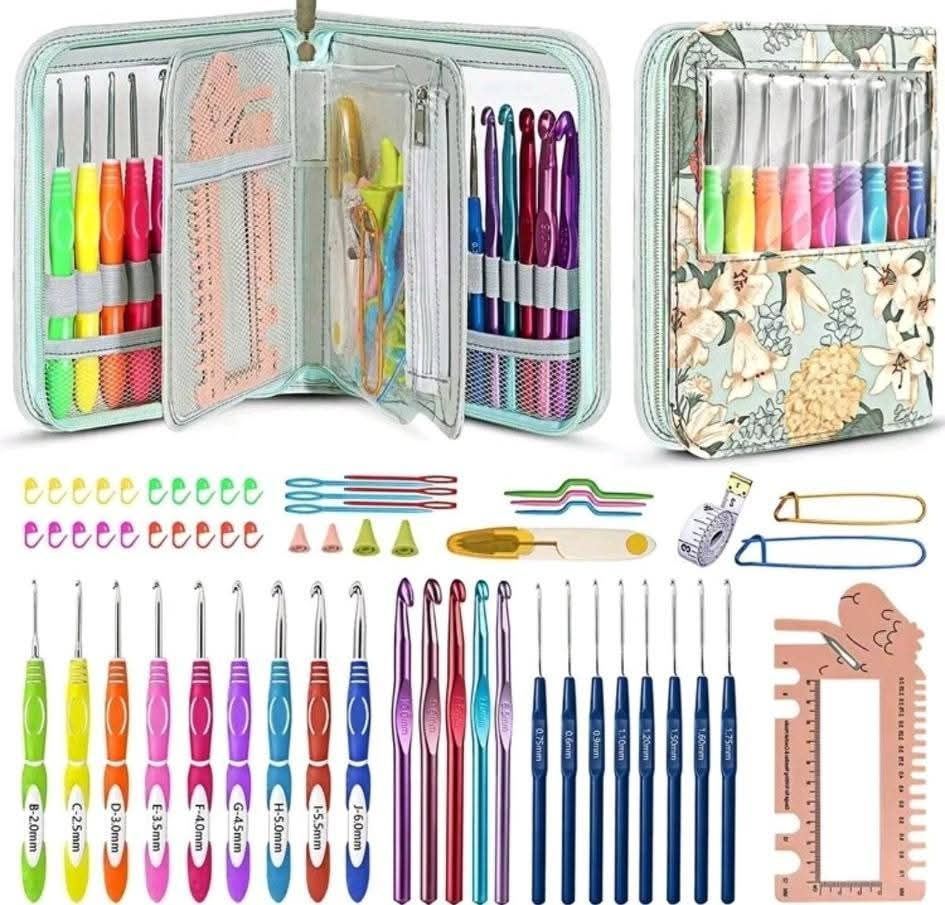 Crochet Hooks Set Ergonomic Knitting Needle Weave Yarn Kits  _1