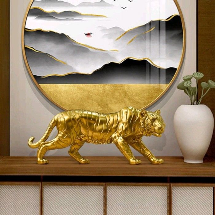 Pajangan Meja Patung Shio Harimau Macan Tutul Leopard American Koleksi Unik Mewah Dekorasi Meja Kantor Lemari Rak Cabinet Studio Suvenir Gift Dekorasi Fengshui Kreatif Lambang Kemakmuran Keberanian_2