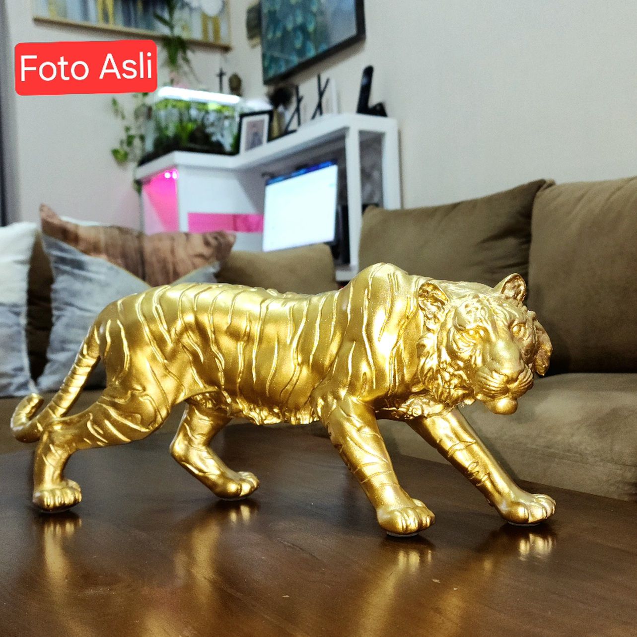 Pajangan Meja Patung Shio Harimau Macan Tutul Leopard American Koleksi Unik Mewah Dekorasi Meja Kantor Lemari Rak Cabinet Studio Suvenir Gift Dekorasi Fengshui Kreatif Lambang Kemakmuran Keberanian_5
