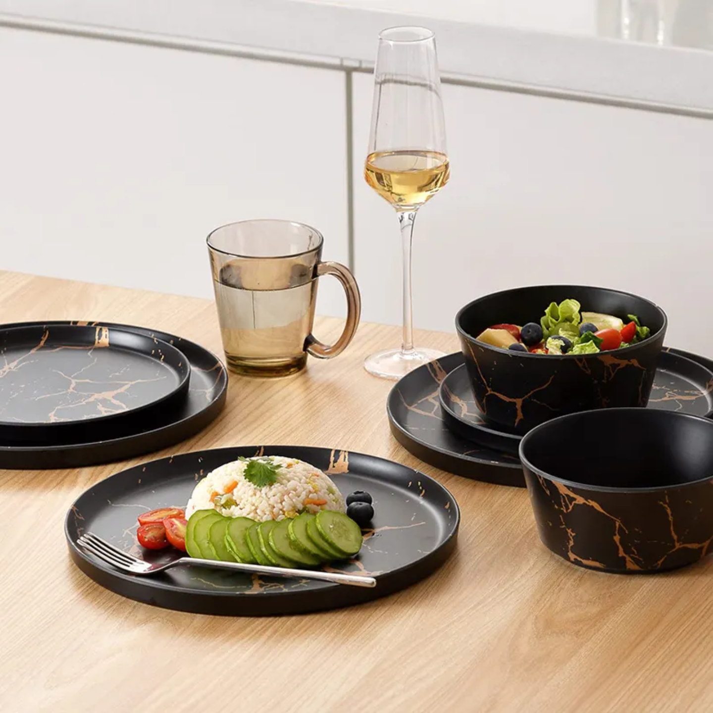 Piring Porselen Mewah Marble - Aneka Piring Hidangan Mewah Bahan Porselen Premium 1 Set_4