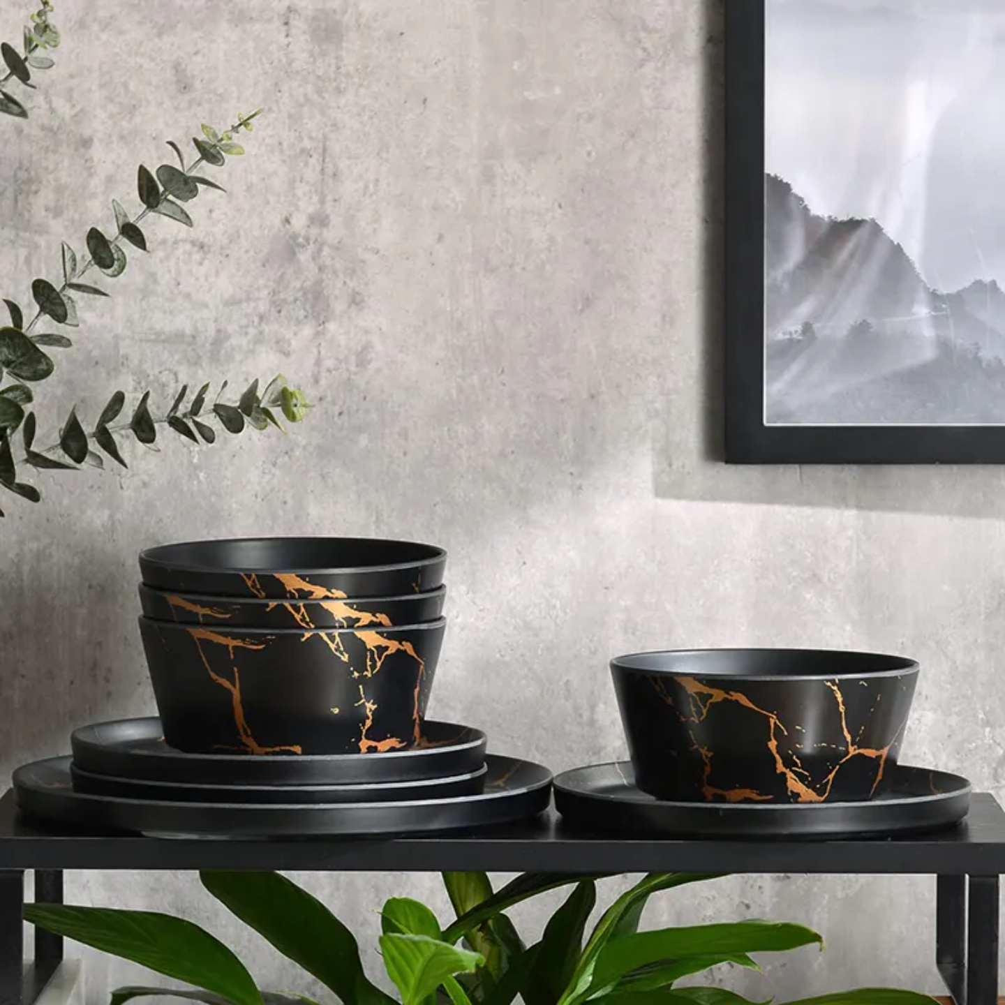 Piring Porselen Mewah Marble - Aneka Piring Hidangan Mewah Bahan Porselen Premium 1 Set_3