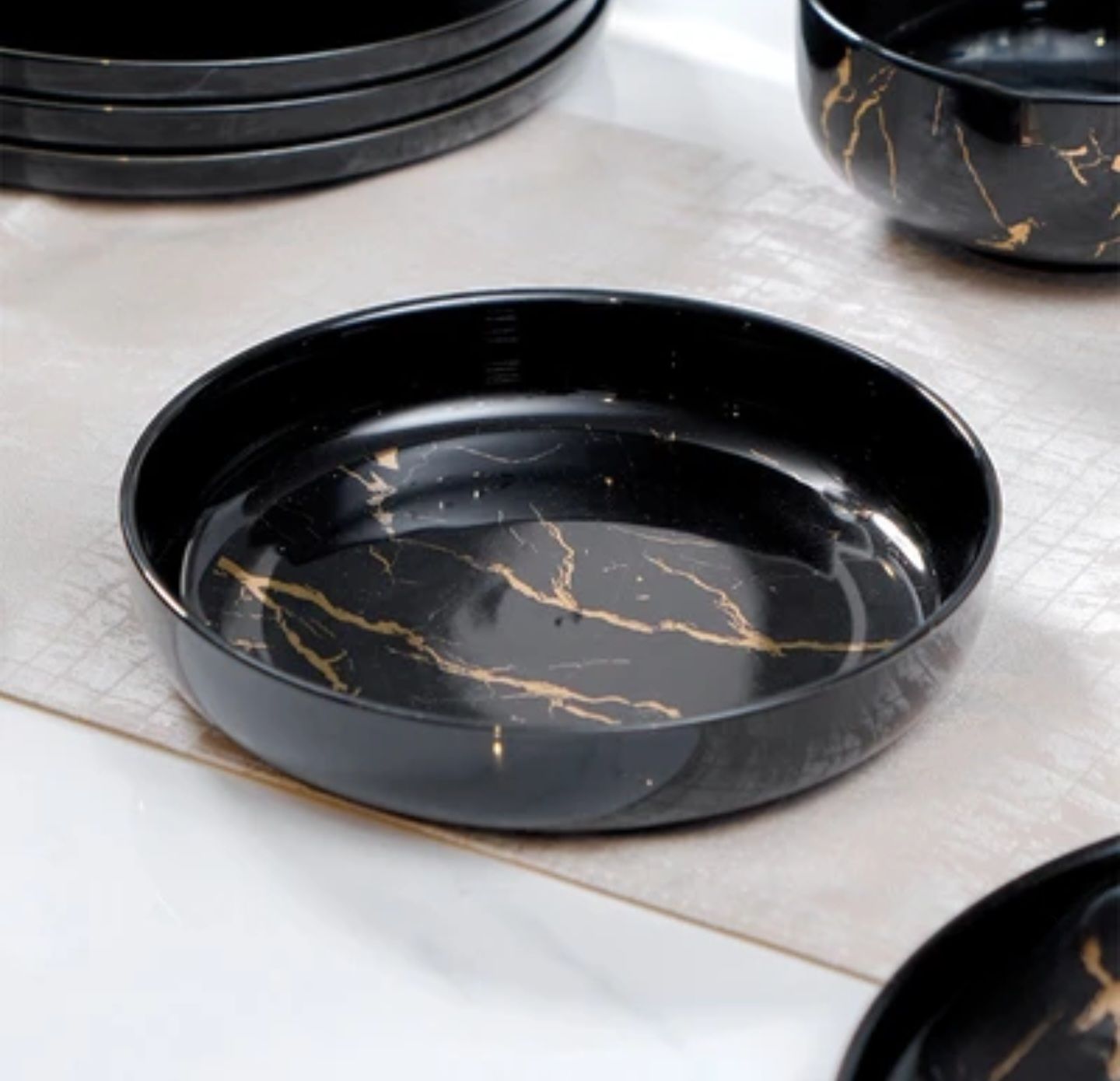 Piring Porselen Mewah Marble - Aneka Piring Hidangan Mewah Bahan Porselen Premium 1 Set_10