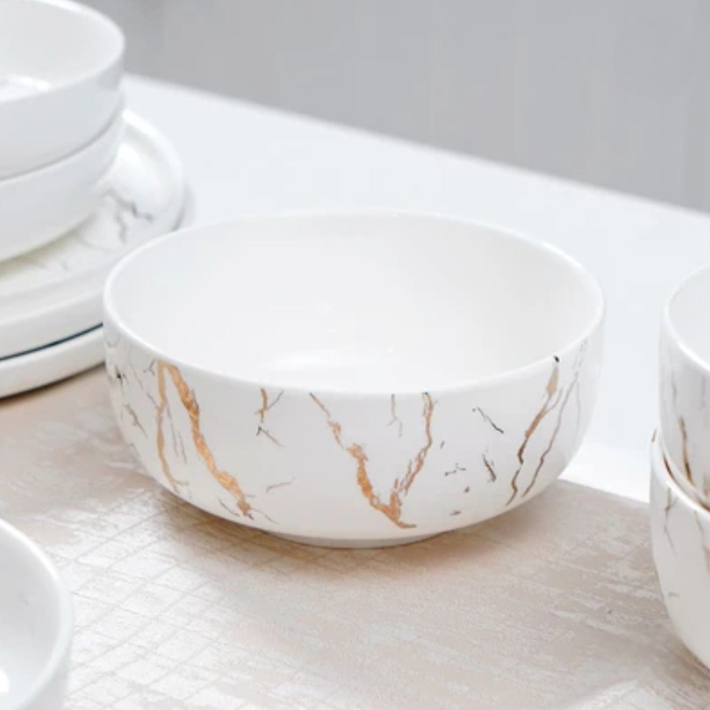 Piring Porselen Mewah Marble - Aneka Piring Hidangan Mewah Bahan Porselen Premium 1 Set_11