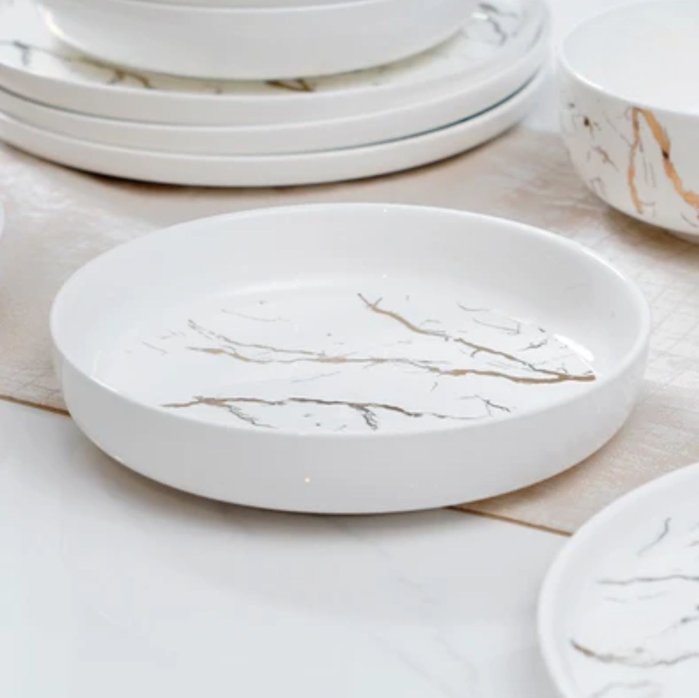 Piring Porselen Mewah Marble - Aneka Piring Hidangan Mewah Bahan Porselen Premium 1 Set_13