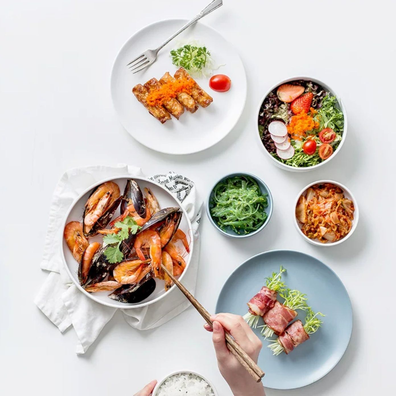 Piring Mangkuk Mug 1 Set Material Porselen Berkualitas Terkesan Mewah Aman untuk Penggunaan Microwave Untuk Berbagai Hidangan_5