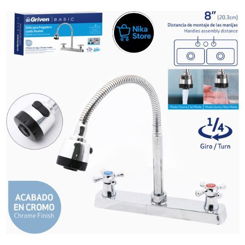 Llave para Fregadero Doble Flexible 8"_3